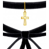 Długi choker z aksamitu - krzyż
